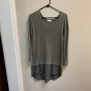 Lush sweater with under shirt detail.